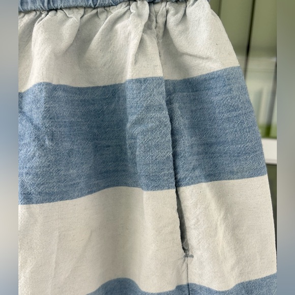 Gap Striped Chambray A-line Pockets Elastic Waist Cotton Mini Skirt Size L - Picture 3 of 5